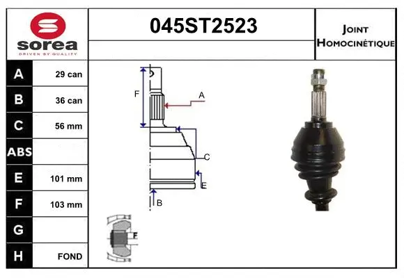 Jeu de joints, arbre de transmission STARTCAR 045ST2523