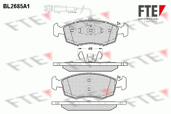 Kit de plaquettes de frein, frein à disque FTE 9010915
