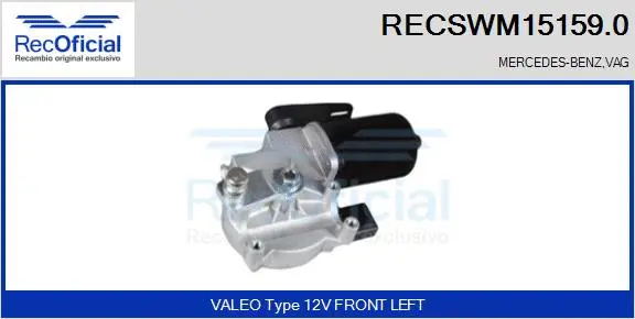 Moteur d'essuie-glace RECOFICIAL RECSWM15159.0