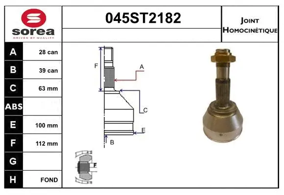 Jeu de joints, arbre de transmission STARTCAR 045ST2182