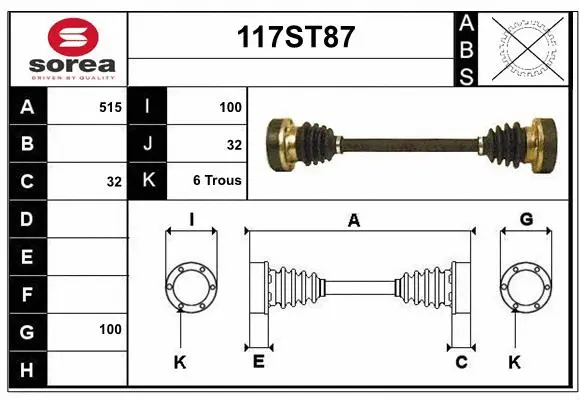 Arbre de transmission STARTCAR 117ST87