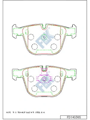 Kit de plaquettes de frein, frein à disque FBK FD14036S