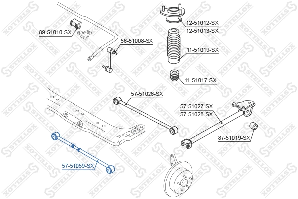 Bras de liaison, suspension de roue STELLOX 57-51059-SX