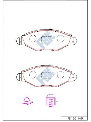 Kit de plaquettes de frein, frein à disque FBK FD18010MA