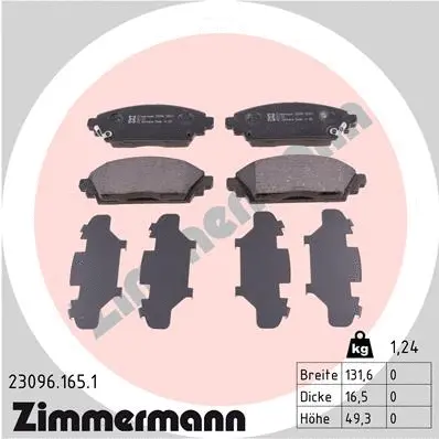 Kit de plaquettes de frein, frein à disque ZIMMERMANN 23096.165.1