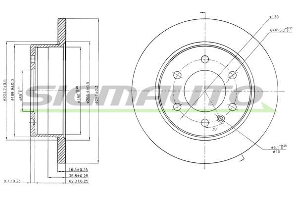 Disque de frein SIGMAUTO DB0311S