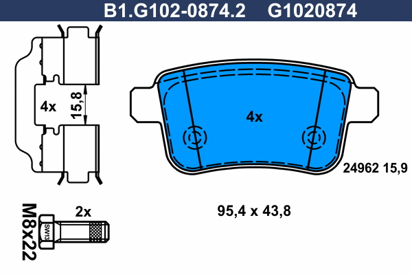 Kit de plaquettes de frein, frein à disque GALFER B1.G102-0874.2