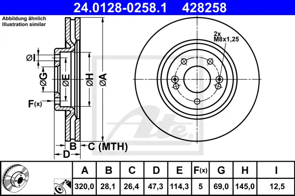 Disque de frein ATE-APAC 24.0128-0258.1