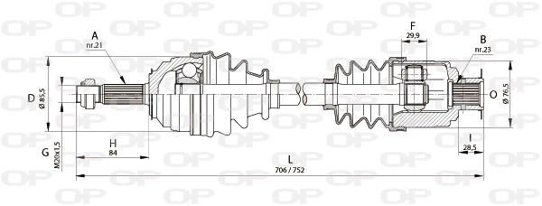 Arbre de transmission OPEN PARTS DRS6136.00