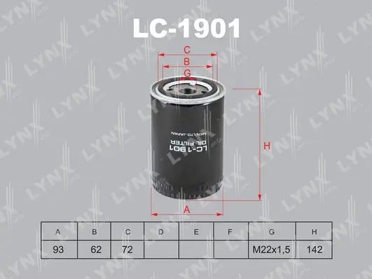 Filtre à huile LYNXAUTO LC-1901