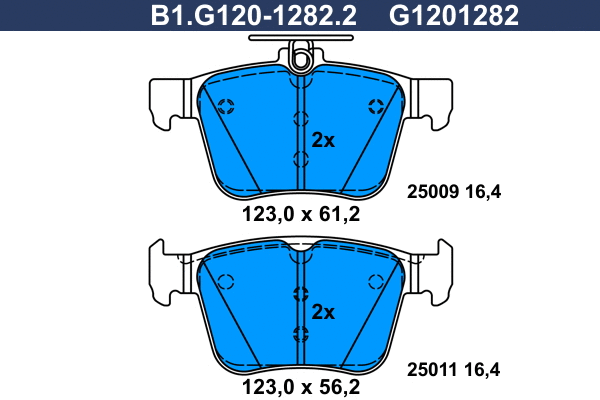 Kit de plaquettes de frein, frein à disque GALFER B1.G120-1282.2