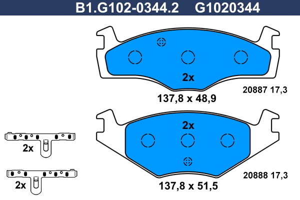 Kit de plaquettes de frein, frein à disque GALFER B1.G102-0344.2