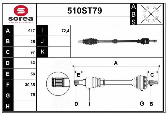Arbre de transmission STARTCAR 510ST79