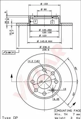 Disque de frein VILLAR 628.0483