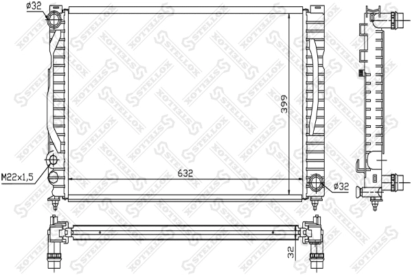 Radiateur, refroidissement du moteur STELLOX 10-25125-SX