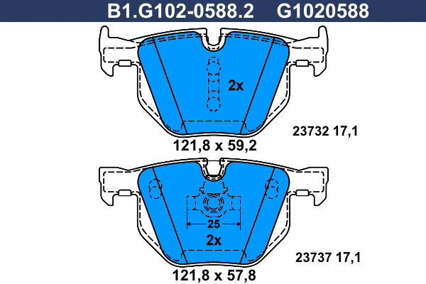 Kit de plaquettes de frein, frein à disque GALFER B1.G102-0588.2