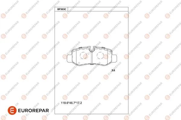 Kit de plaquettes de frein, frein à disque EUROREPAR 1681249480