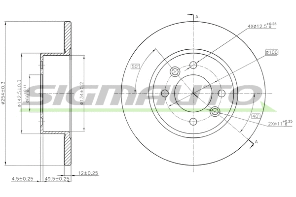 Disque de frein SIGMAUTO DBA557S
