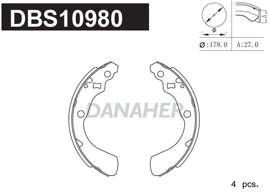 Jeu de mâchoires de frein DANAHER DBS10980