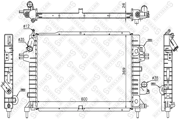 Radiateur, refroidissement du moteur STELLOX 10-26056-SX
