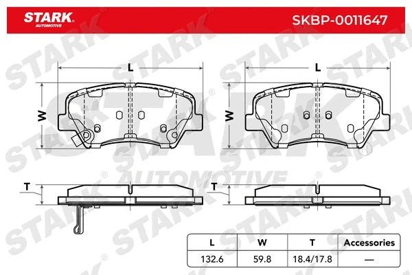 Kit de plaquettes de frein, frein à disque Stark SKBP-0011647
