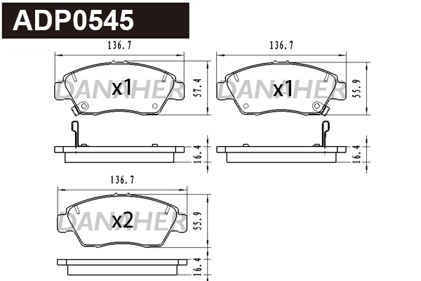 Kit de plaquettes de frein, frein à disque DANAHER ADP0545
