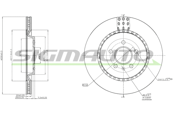 Disque de frein SIGMAUTO DBC383V