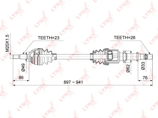Arbre de transmission LYNXAUTO CD-6704