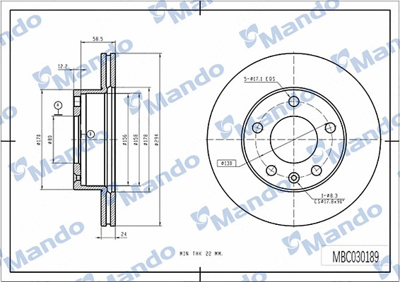 Disque de frein MANDO MBC030189