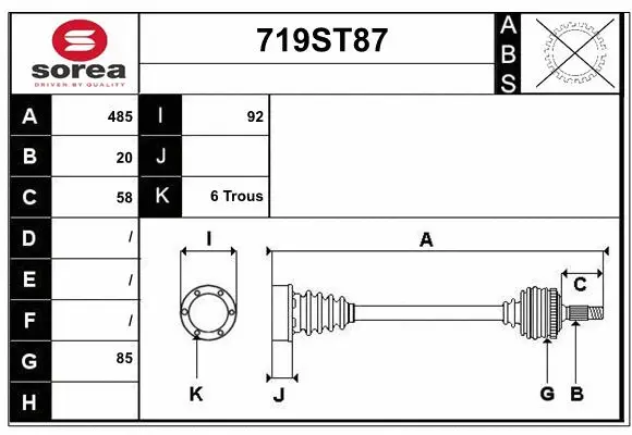 Arbre de transmission STARTCAR 719ST87