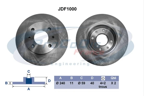 Disque de frein PROCODIS FRANCE JDF1000
