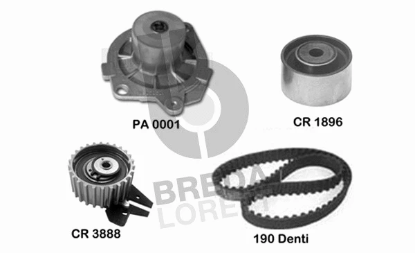 Pompe à eau + kit de courroie crantée BREDA LORETT KPA0099A