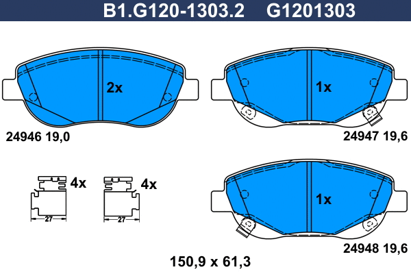 Kit de plaquettes de frein, frein à disque GALFER B1.G120-1303.2