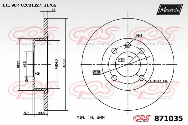 Disque de frein MAXTECH 871035