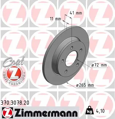 Disque de frein ZIMMERMANN 370.3078.20