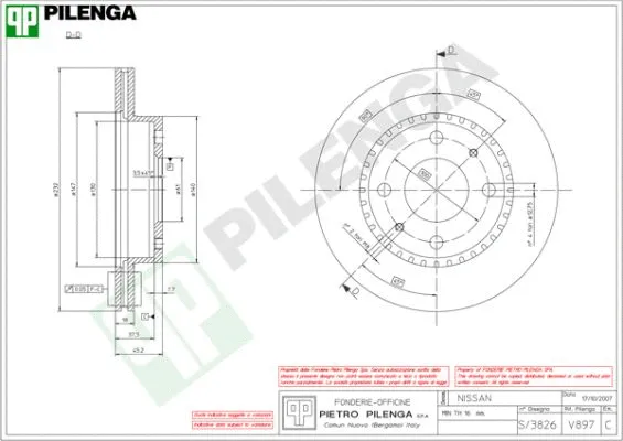 Disque de frein PILENGA V897