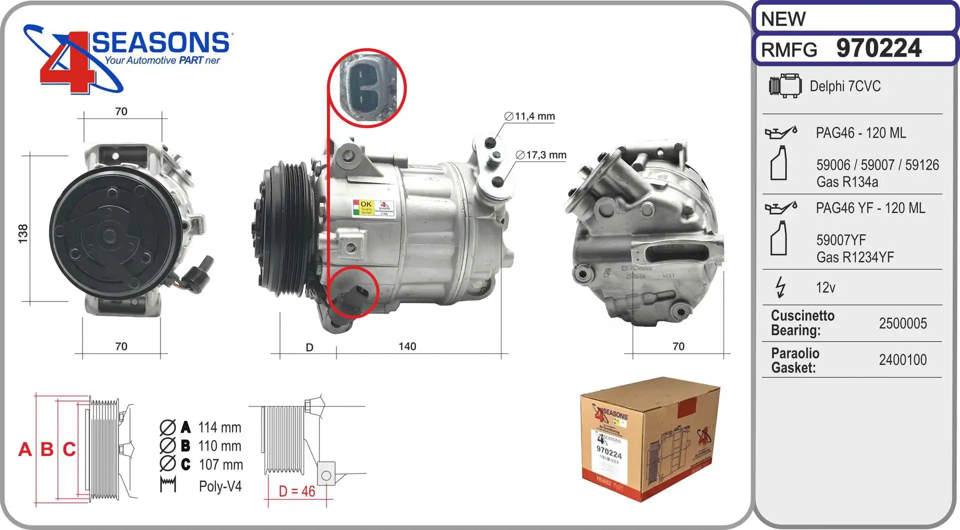 Compresseur, climatisation AHE 970224
