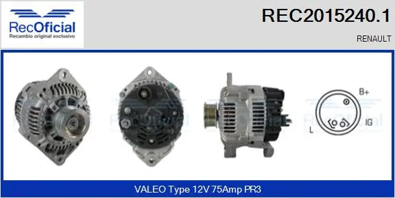 Alternateur RECOFICIAL REC2015240.1