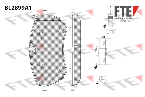 Kit de plaquettes de frein, frein à disque FTE 9011140