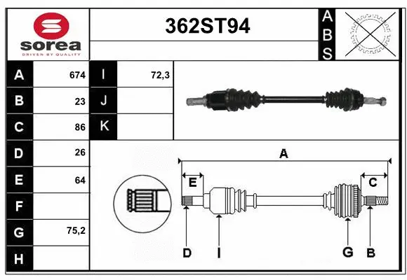 Arbre de transmission STARTCAR 362ST94