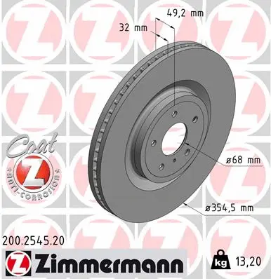 Disque de frein ZIMMERMANN 200.2545.20