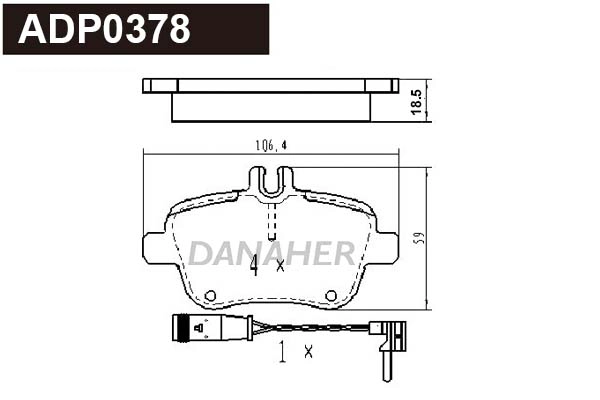 Kit de plaquettes de frein, frein à disque DANAHER ADP0378