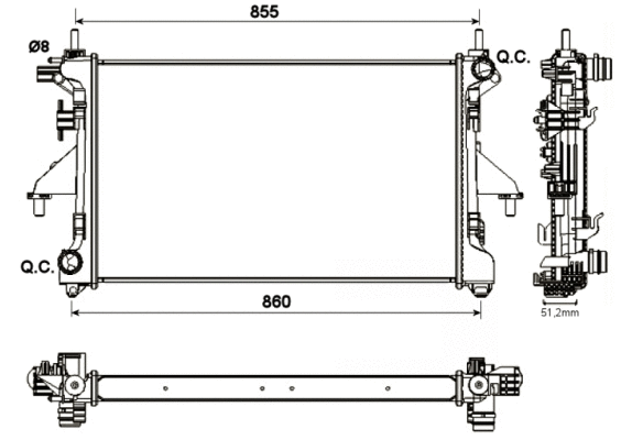 Radiateur, refroidissement du moteur WILMINK GROUP WG1722839