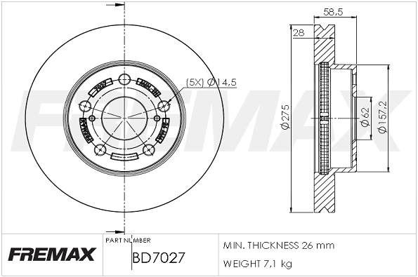 Disque de frein FREMAX BD-7027