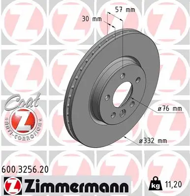 Disque de frein ZIMMERMANN 600.3256.20