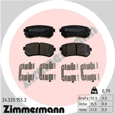 Kit de plaquettes de frein, frein à disque ZIMMERMANN 24320.155.2