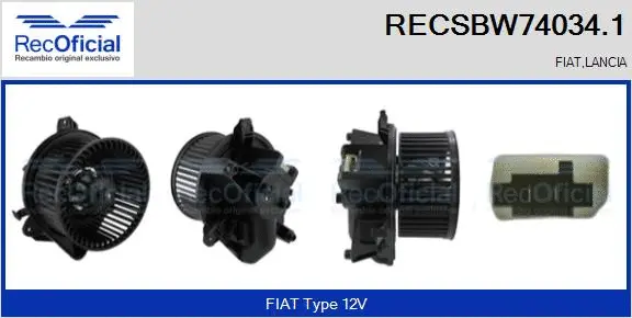 Pulseur d'air habitacle RECOFICIAL RECSBW74034.1