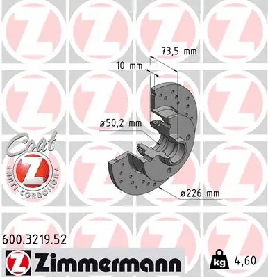 Disque de frein ZIMMERMANN 600.3219.52