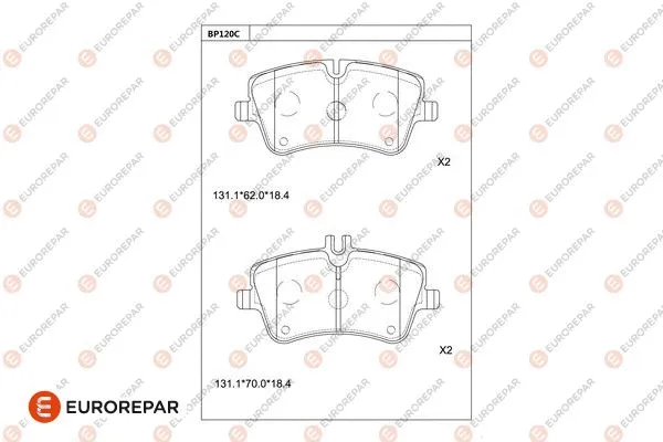 Kit de plaquettes de frein, frein à disque EUROREPAR 1681266080