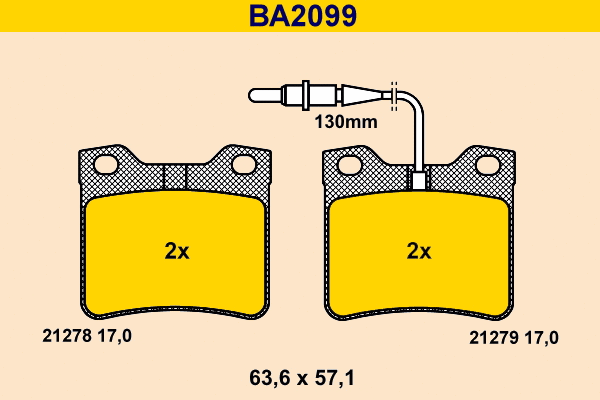 Kit de plaquettes de frein, frein à disque BARUM BA2099